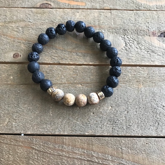 handmade Jewelry - Handmade Picture Jasper & Lava Bracelet